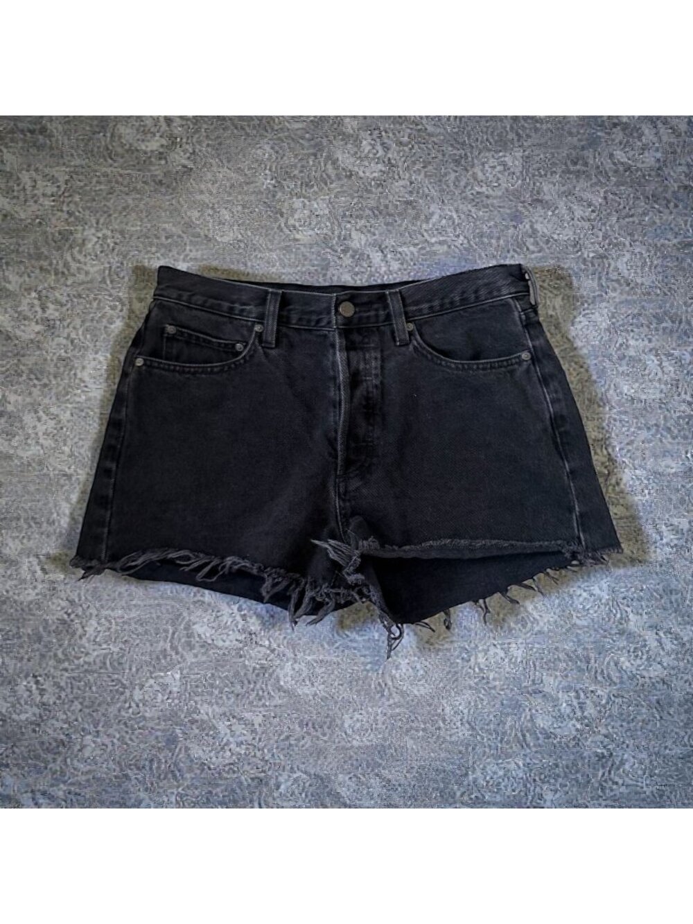DENIM FORUM The Ex BF High Rise Black Denim Shorts Size 27
